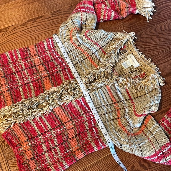 Susan Bristol vintage cable knit loop button down cardigan sweater yarn fringe M - Picture 9 of 10